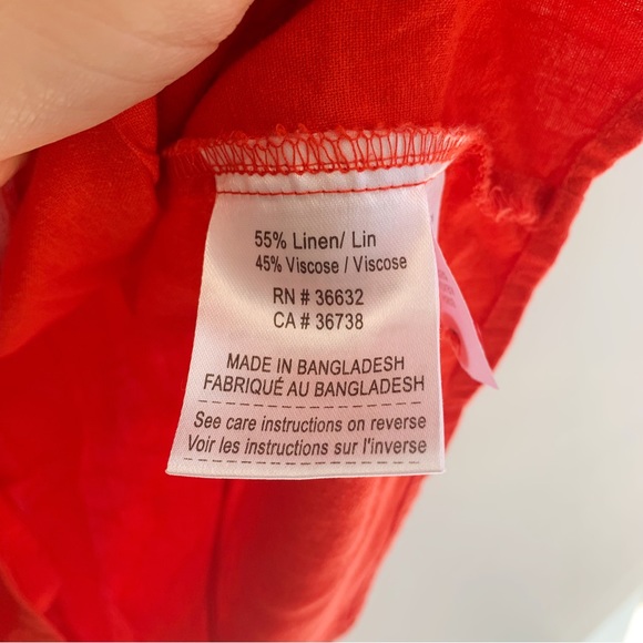 Haggar Linen Blend Button Down Red Cardigan Shirt - Picture 8 of 9